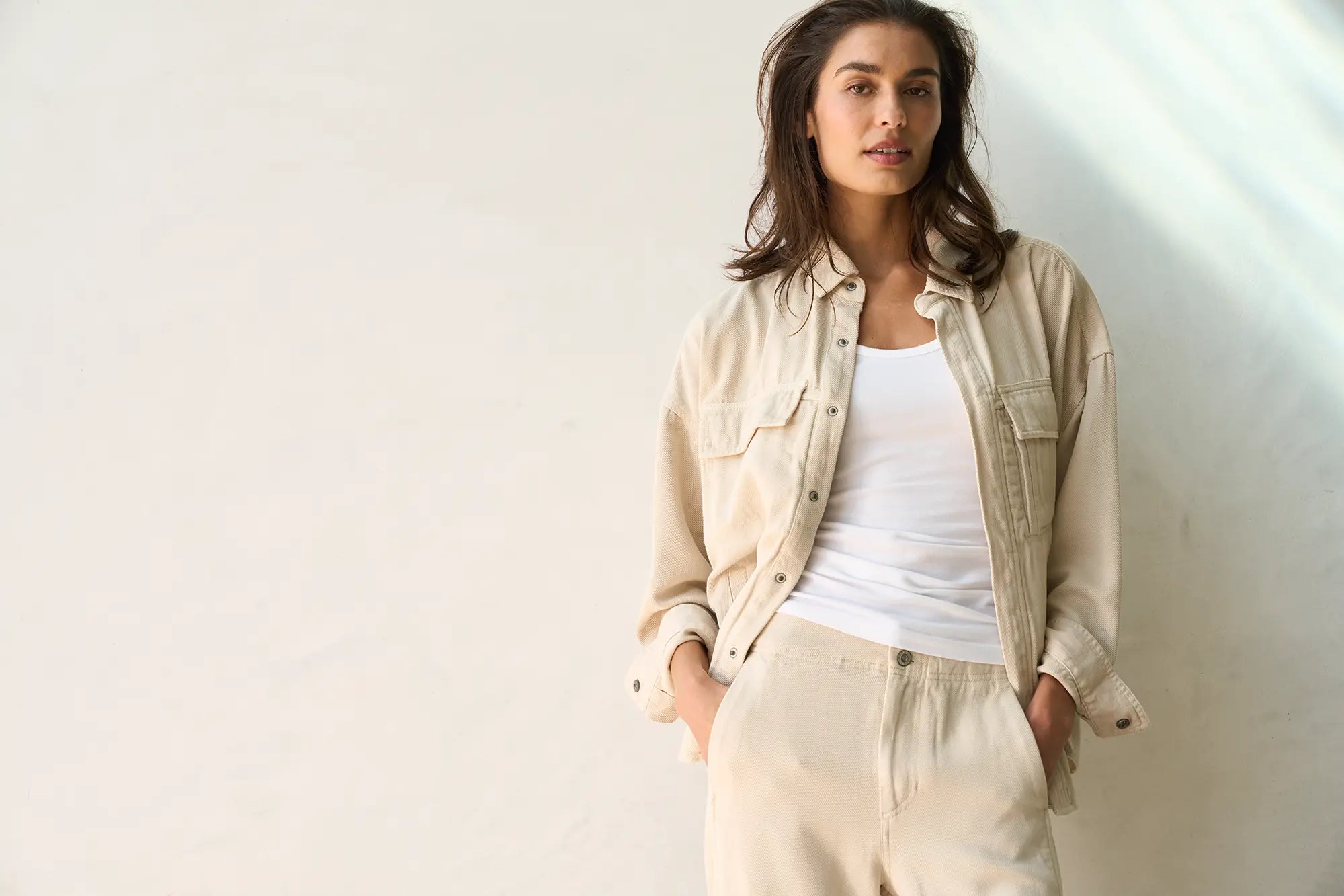 Women Draped Denim Twill