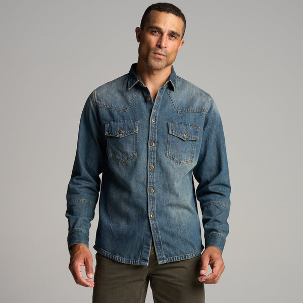 Mens 1955 Abilene Denim Shirt MWTP0007 True Blue Vintage