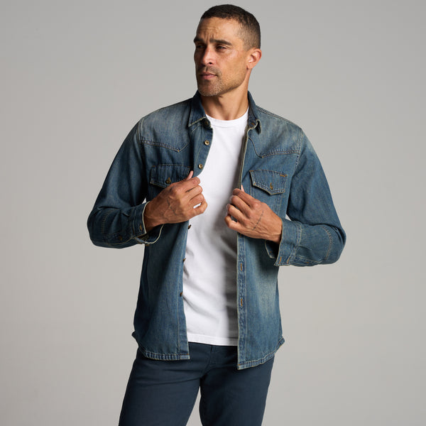 Mens 1955 Abilene Denim Shirt MWTP0007 True Blue Vintage