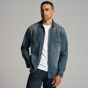 Mens 1955 Abilene Denim Shirt MWTP0007 True Blue Vintage