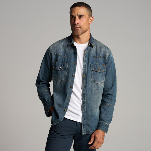 Mens 1955 Abilene Denim Shirt MWTP0007 True Blue Vintage