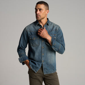 Mens 1955 Abilene Denim Shirt MWTP0007 True Blue Vintage