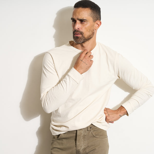 Mens 1955 Asher Standard Long Sleeve Tee MKTP0013 Vintage White