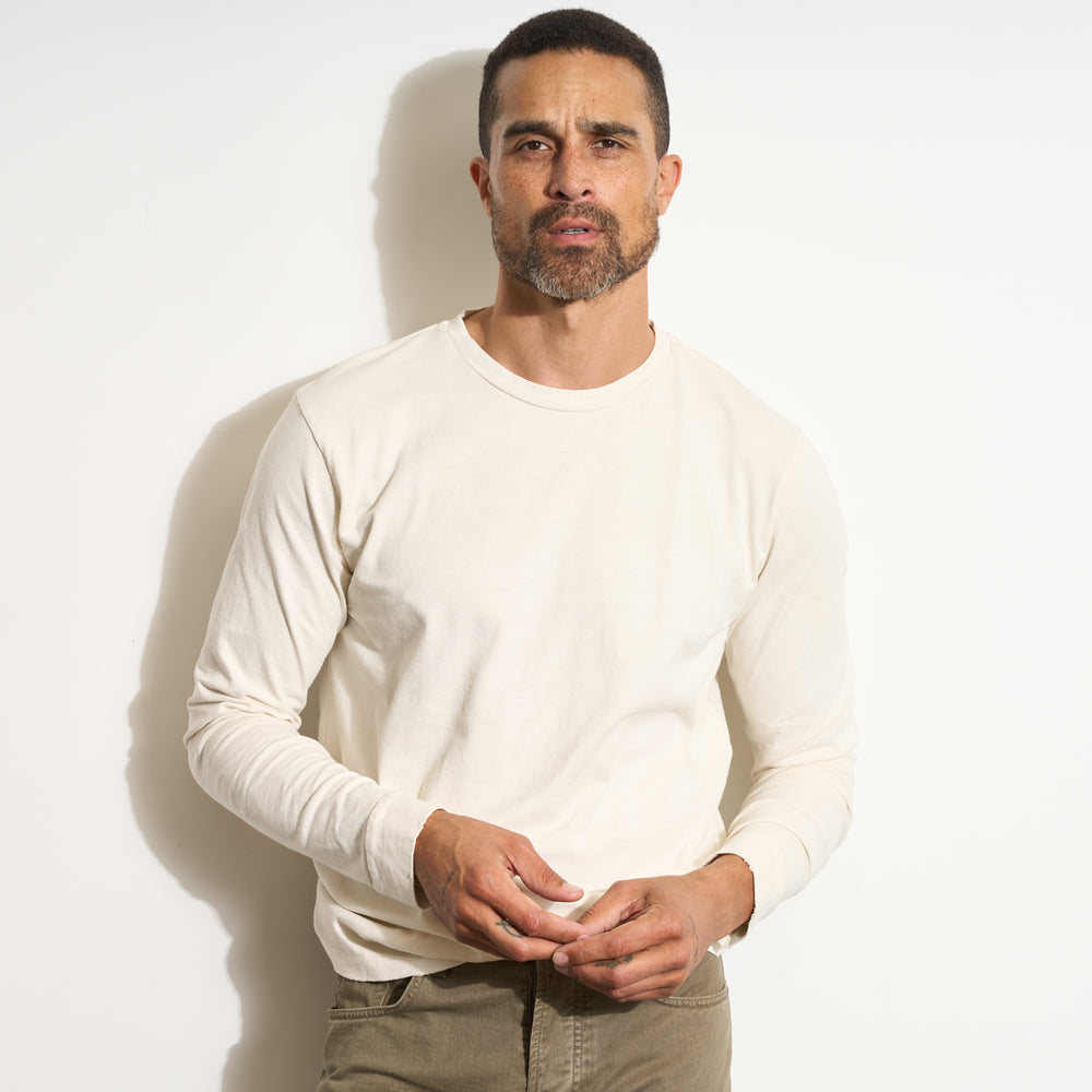 Mens 1955 Asher Standard Long Sleeve Tee MKTP0013 Vintage White