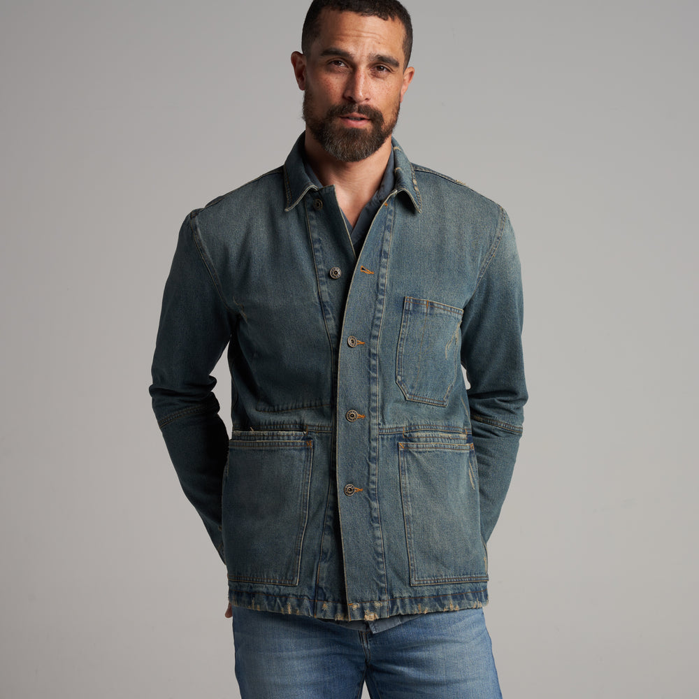 Mens 1955 Duncan Denim Chore Jacket MWOW0008 True Blue Vintage