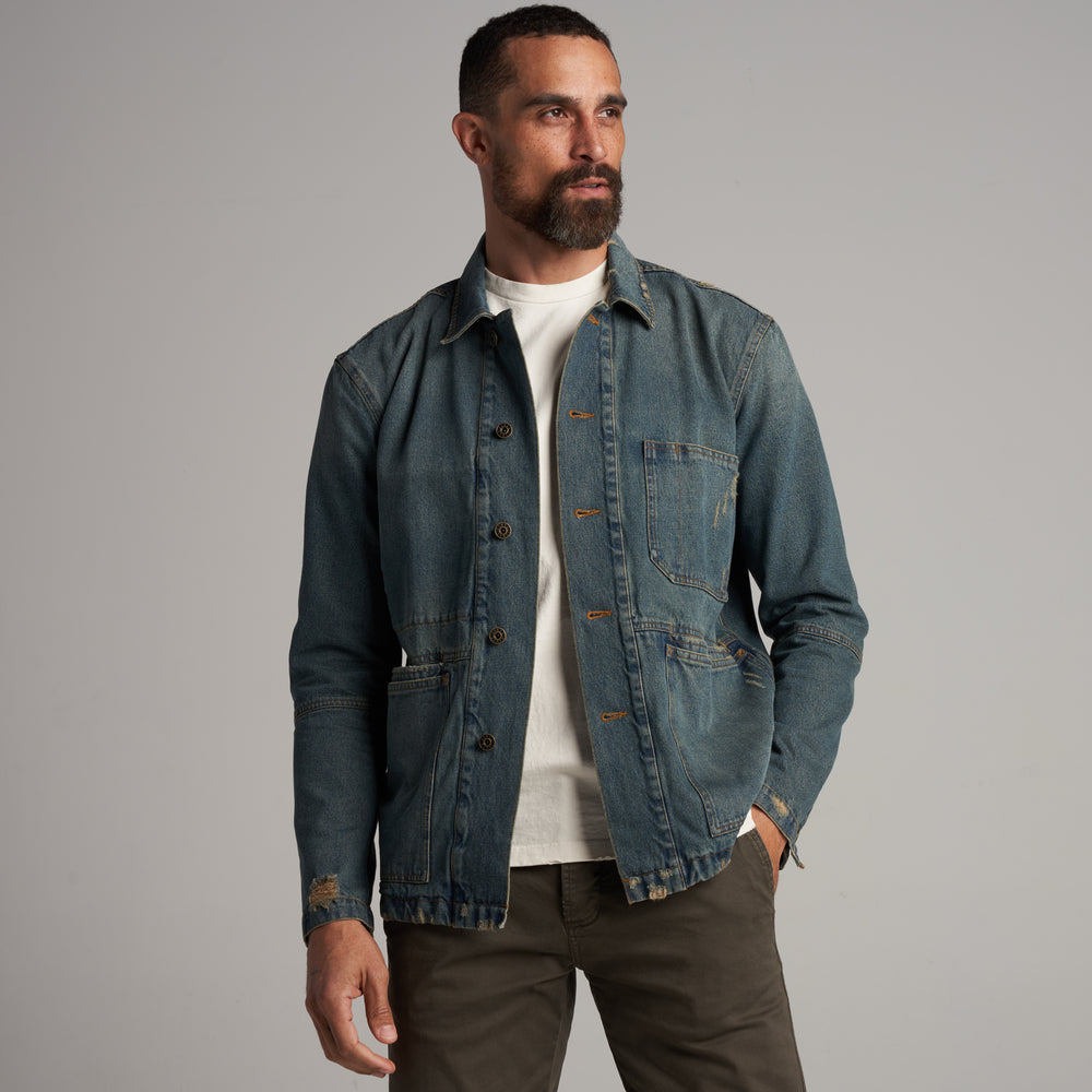 Mens 1955 Duncan Denim Chore Jacket MWOW0008 True Blue Vintage