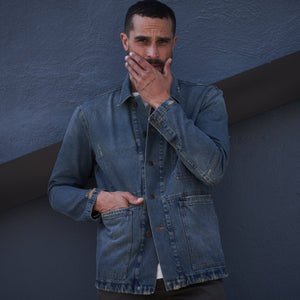 Mens 1955 Duncan Denim Chore Jacket MWOW0008 True Blue Vintage