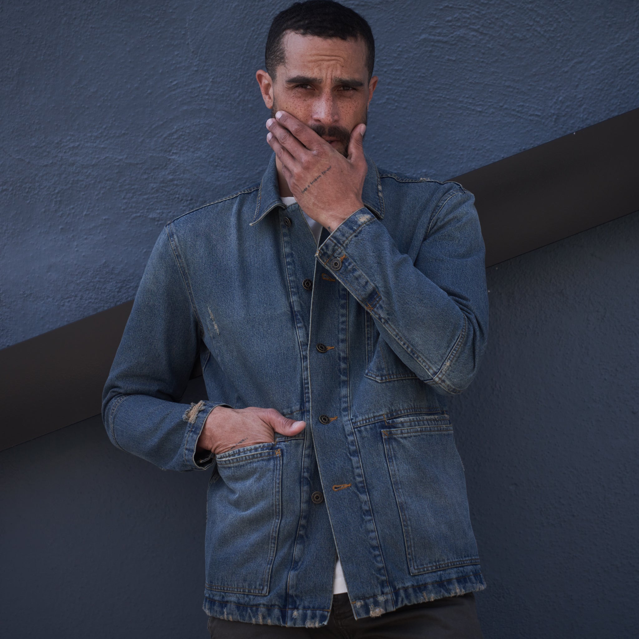 Mens 1955 Duncan Denim Chore Jacket MWOW0008 True Blue Vintage