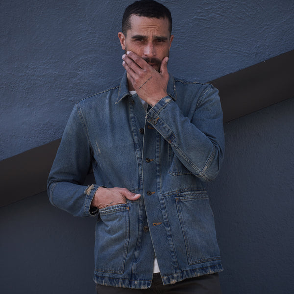 Mens 1955 Duncan Denim Chore Jacket MWOW0008 True Blue Vintage