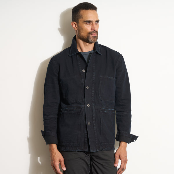 Mens 1955 Duncan Denim Chore Jacket MWOW0008 Overdyed Black