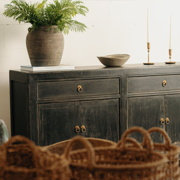 Home 2 Drawer Black Buffet Cabinet HWCO0005