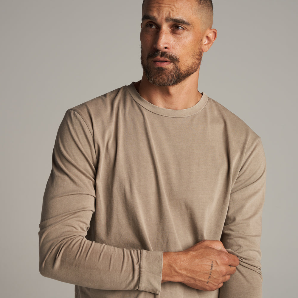 Mens Asher Long Sleeve Standard Tee MKTP0004 Stone