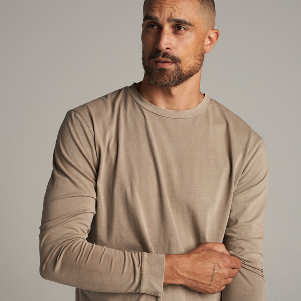 Mens Asher Long Sleeve Standard Tee MKTP0004 Stone