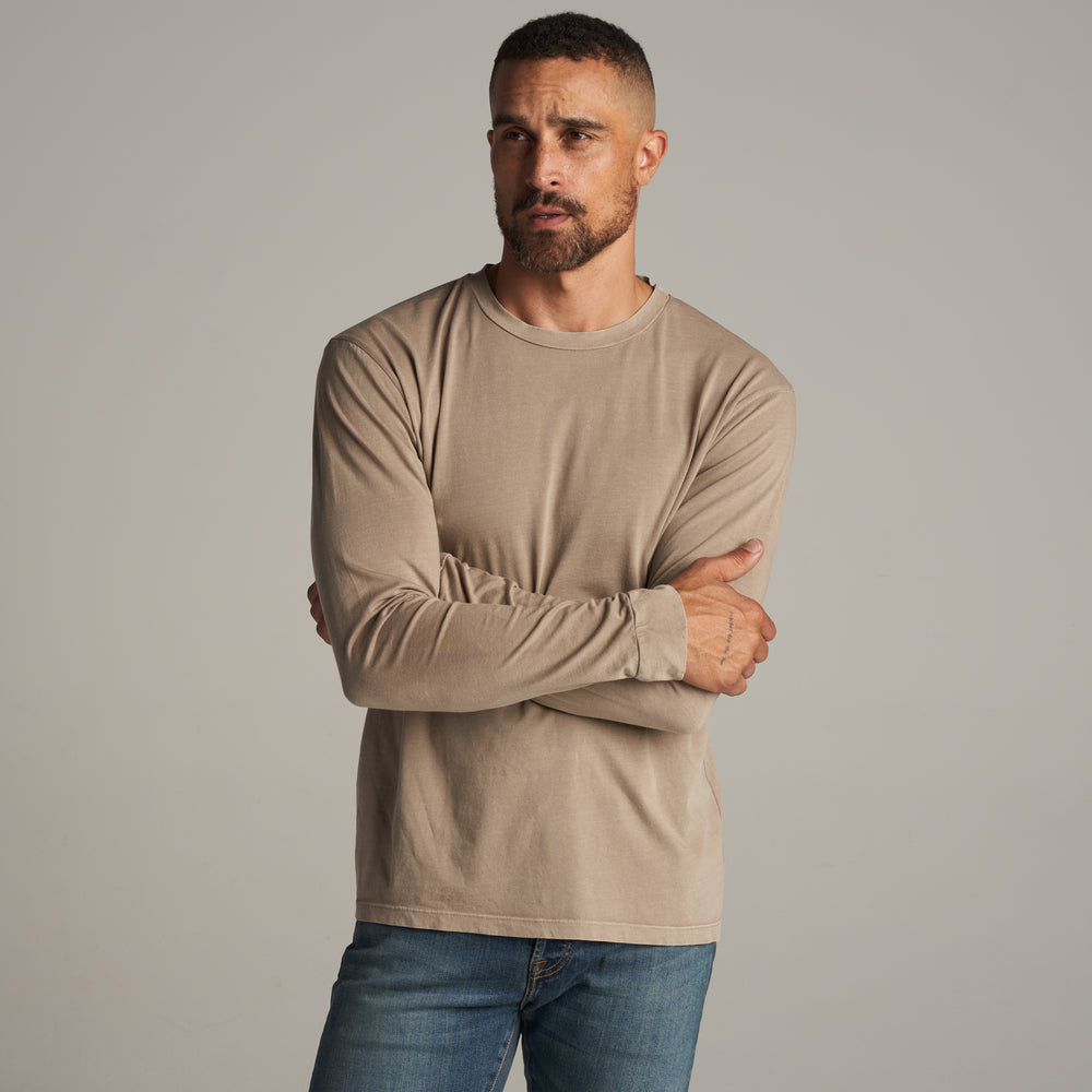 Mens Asher Long Sleeve Standard Tee MKTP0004 Stone