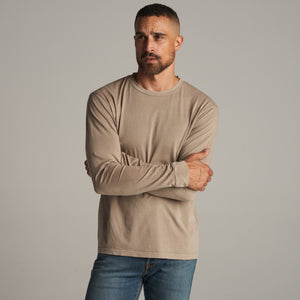 Mens Asher Long Sleeve Standard Tee MKTP0004 Stone