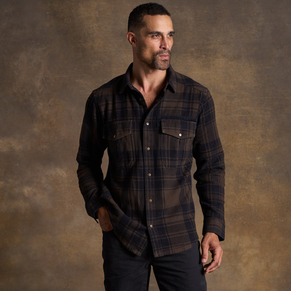 Mens Axel Flannel Shirt Jacket MWTP0012 Hickory Flannel