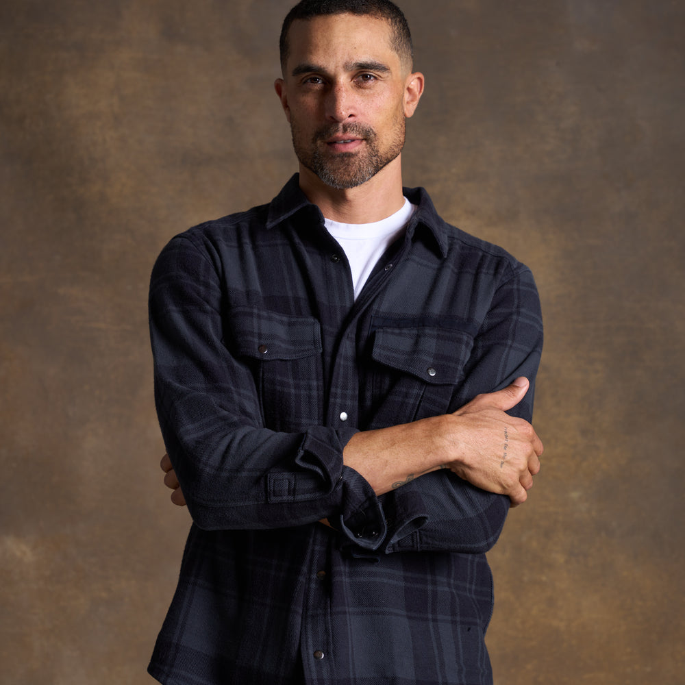 Mens Axel Flannel Shirt Jacket MWTP0012 Midnight Flannel