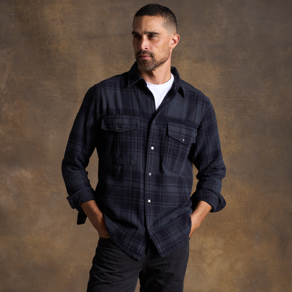 Mens Axel Flannel Shirt Jacket MWTP0012 Midnight Flannel