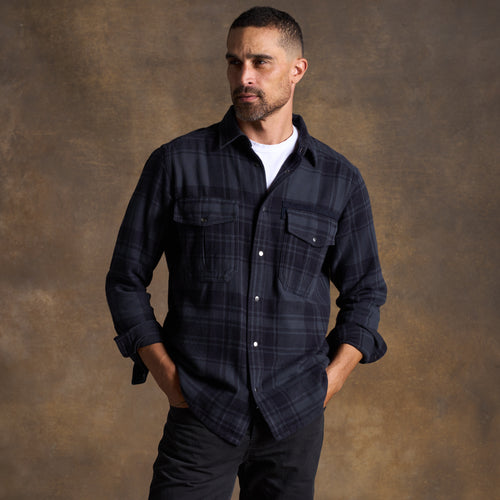 Mens Axel Flannel Shirt Jacket MWTP0012 Midnight Flannel