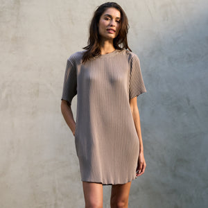 Womens Alison Rib T-Shirt Dress WKDR0011 Stone