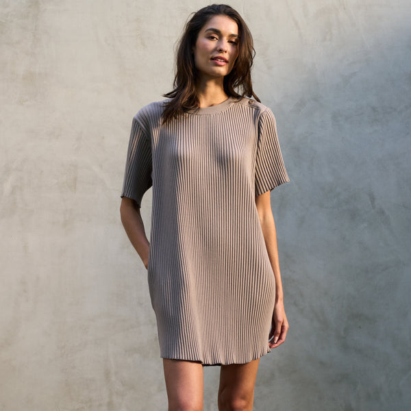 Womens Alison Rib T-Shirt Dress WKDR0011 Stone
