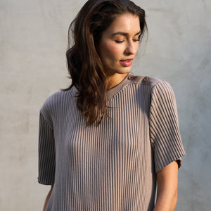 Womens Alison Rib T-Shirt Dress WKDR0011 Stone