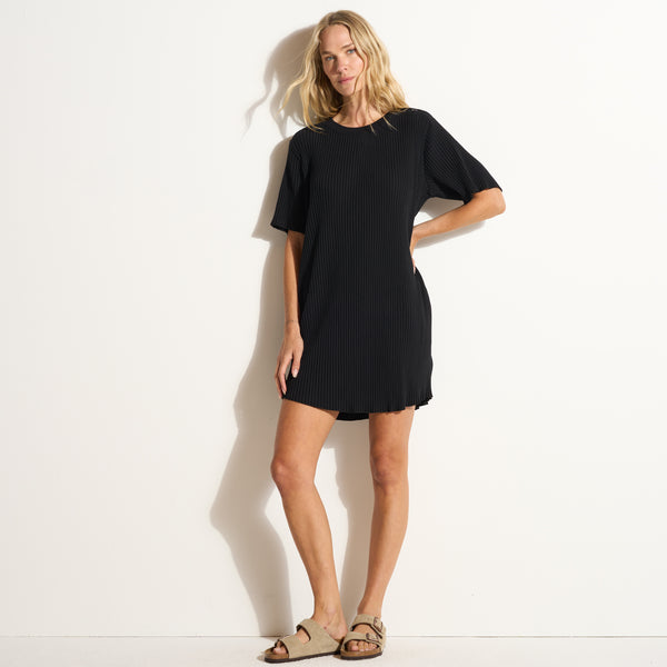 Womens Alison Rib T-Shirt Dress WKDR0011 Black