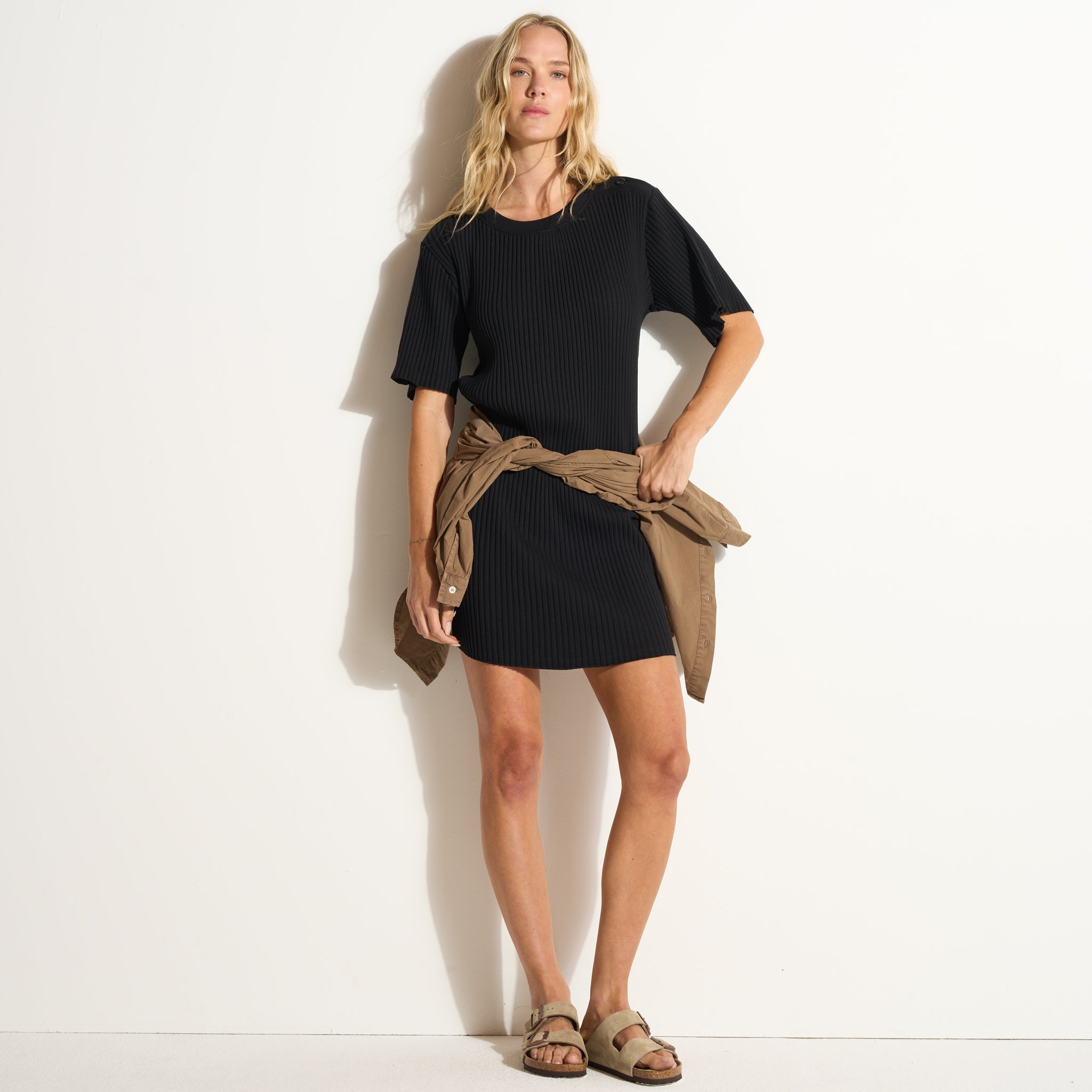 Alison Rib T-Shirt Dress, WKDR0011 / Black / L