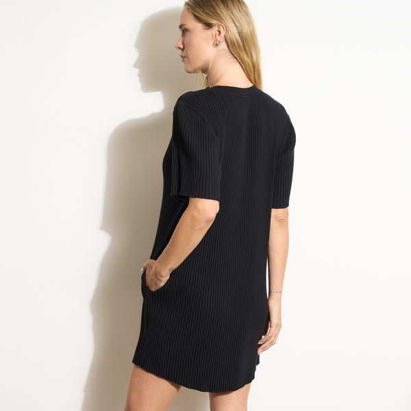 Womens Alison Rib T-Shirt Dress WKDR0011 Black