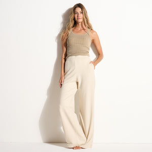 Womens Harlee Organic Scoop Neck Rib Tank WKTP0013OVS Stone