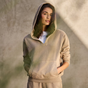 Womens Avery Classic Terry Hoodie WKLT0005 Stone