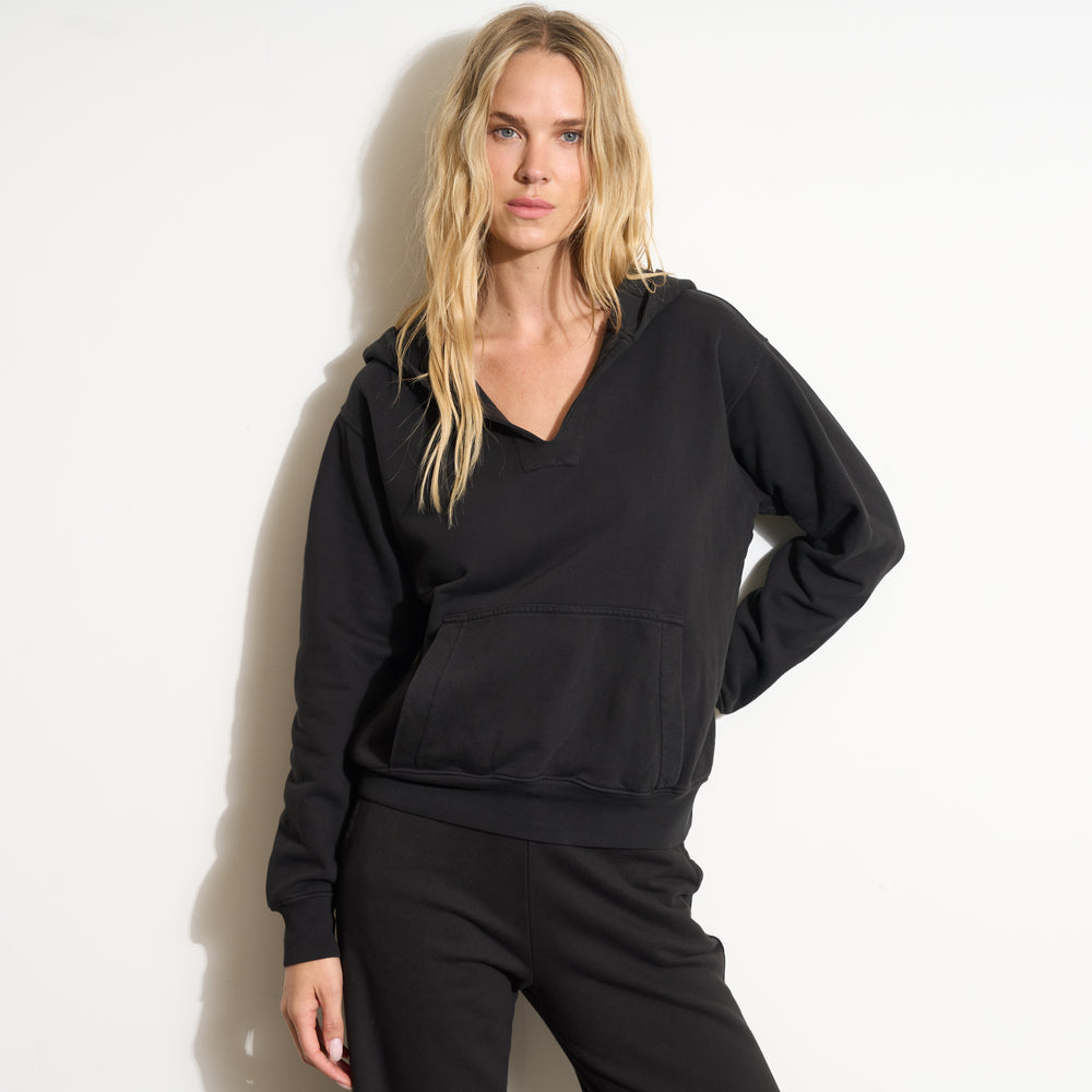 Womens Avery Classic Terry Hoodie WKLT0005 Washed Black