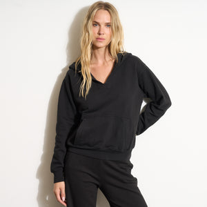 Womens Avery Classic Terry Hoodie WKLT0005 Washed Black