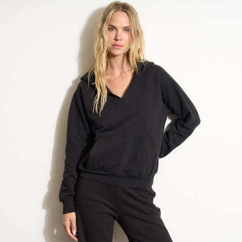 Womens Avery Classic Terry Hoodie WKLT0005 Washed Black