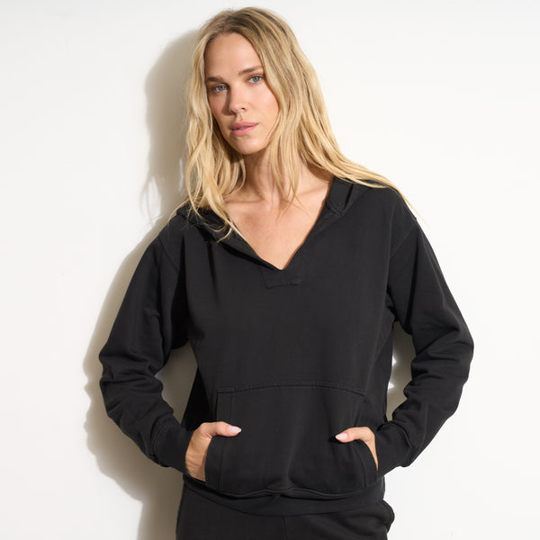 Womens Avery Classic Terry Hoodie WKLT0005 Washed Black
