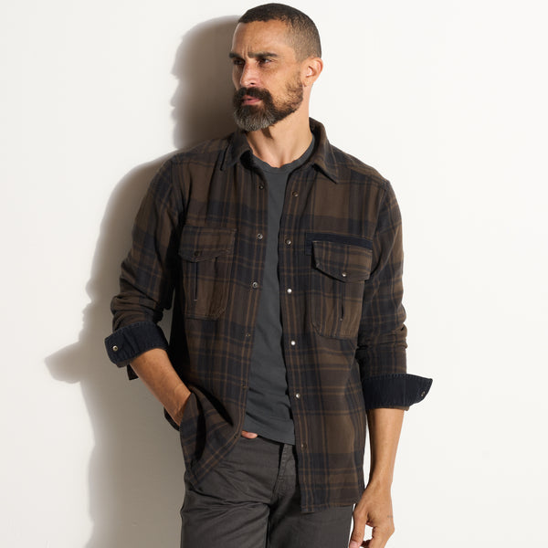 Mens Axel Flannel Shirt Jacket MWTP0012 Hickory Flannel