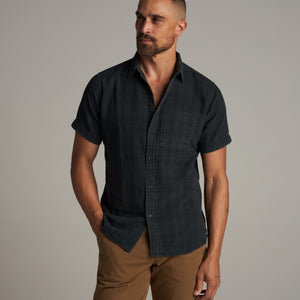 Mens Bray Short Sleeve Plaid Shirt MWTP0008 Blackout Plaid