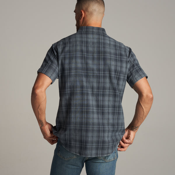 Mens Bray Short Sleeve Plaid Shirt MWTP0008 Slate Plaid