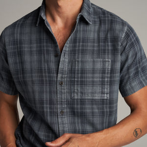 Mens Bray Short Sleeve Plaid Shirt MWTP0008 Slate Plaid