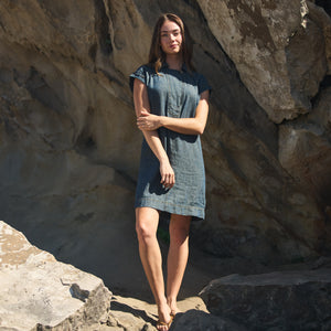 Womens Blake Japanese Fluid Denim Dress WWDR0006FD Vintage Blue