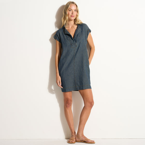 Womens Blake Japanese Fluid Denim Dress WWDR0006FD Vintage Blue