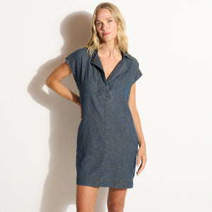 Womens Blake Japanese Fluid Denim Dress WWDR0006FD Vintage Blue