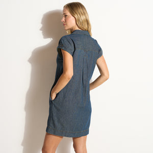 Womens Blake Japanese Fluid Denim Dress WWDR0006FD Vintage Blue