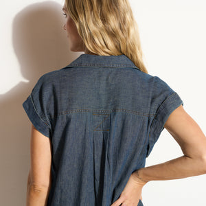 Womens Blake Japanese Fluid Denim Dress WWDR0006FD Vintage Blue