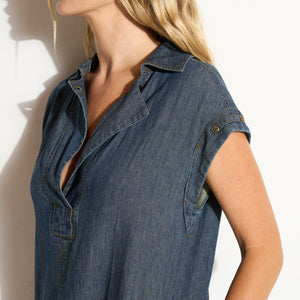 Womens Blake Japanese Fluid Denim Dress WWDR0006FD Vintage Blue