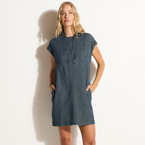 Womens Blake Japanese Fluid Denim Dress WWDR0006FD Vintage Blue