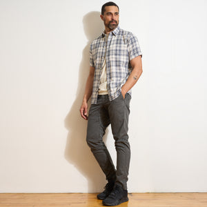 Mens Bray Short Sleeve Plaid Shirt MWTP0008 Carolina Blue