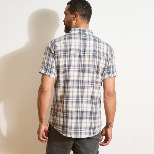 Mens Bray Short Sleeve Plaid Shirt MWTP0008 Carolina Blue