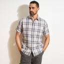 Mens Bray Short Sleeve Plaid Shirt MWTP0008 Carolina Blue