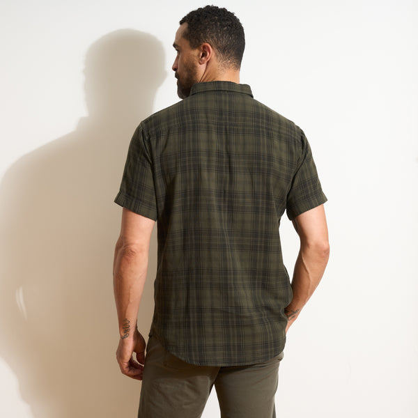 Mens Bray Short Sleeve Plaid Shirt MWTP0008 Olive Plaid